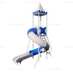 Tobogan acuatico espiral reforzado fabricado por Plasticos Rotomundo para parques acuaticos, clubes y espacios recreativos de verano.